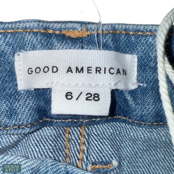 Good American Good Boy High Rise Distressed Straight Leg Jeans Blue Size 6/28 - Picture 6 of 8